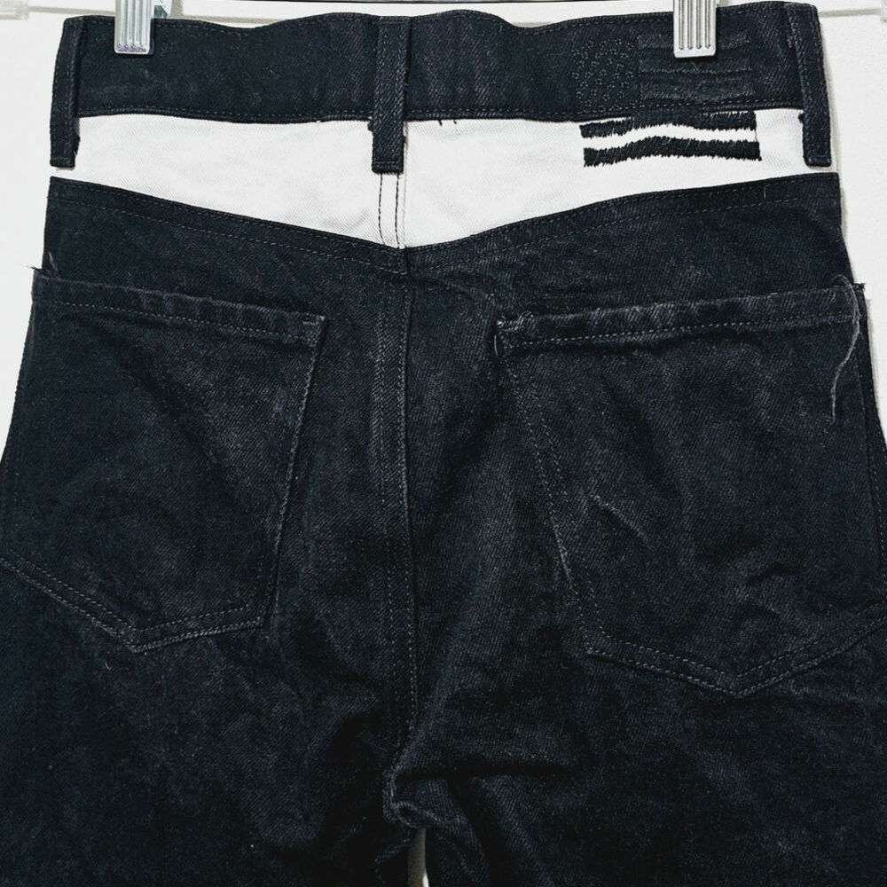 Black & White Patchwork Straight-Leg Jeans - image 3